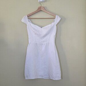 Reformation Linen Mini Dress Sz 2 White Smoked Back Lined Sleeveless Monochrome
